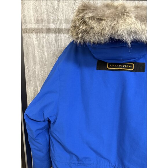 Canada Goose Expedition Parka M/M Blue W/ Fur Trim Hood Arctic Program Patch War - Picture 14 of 16